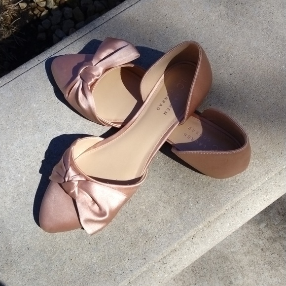 NWOT Lauren Conrad BlushPink Gazania Satin Bow D'Orsay Flat Sz9 girlhood wedding - Picture 7 of 10